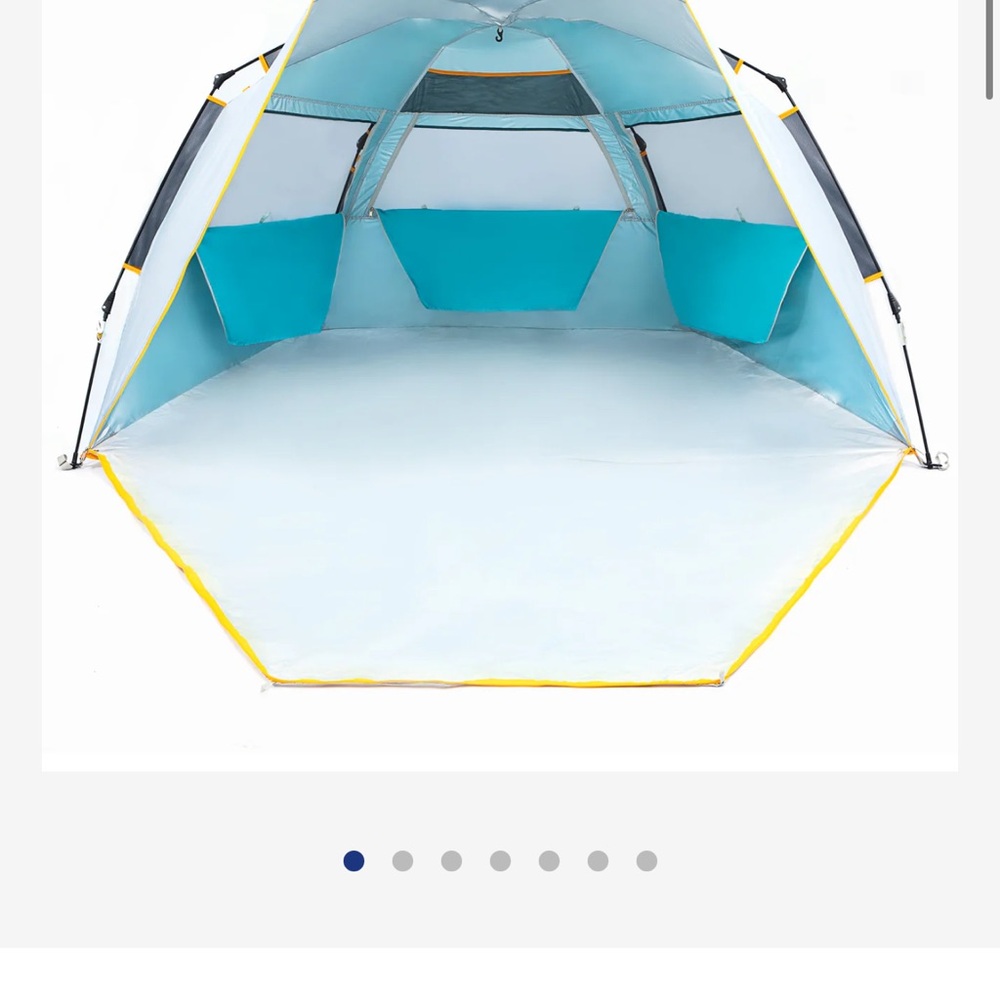 Blue and White Beach Tent